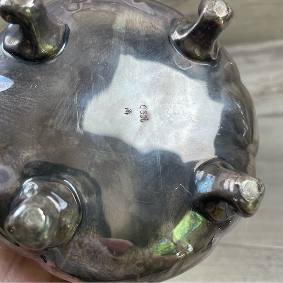 Vintage WMF Silver Plated Porcelain Footed Sugar Bowl 5” Tall - Picture 6 of 8